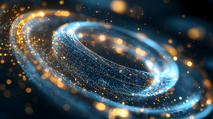 Aufkleber - Dynamic quantum computing visualization digital space abstract wallpaper futuristic background technology concept