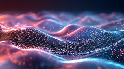 Aufkleber - Dynamic quantum computing waves digital background wallpaper abstract viewpoint multidimensional data visualization