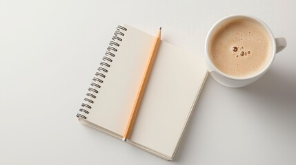 Poster - A warm cup of coffee beside an open notebook making it perfect for daily planning and calm productivity