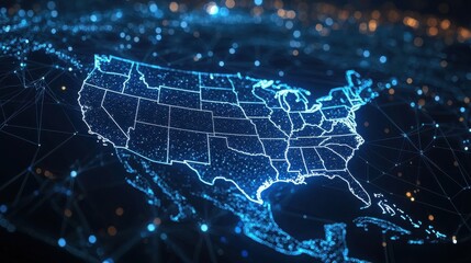 Poster - A detailed map of the united states highlighting key areas relevant to carbon ledger technology adoption initiatives