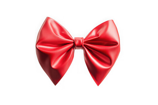 Red ribbon bow floating isolated on transparent background