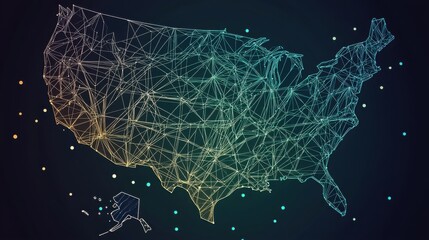 Poster - Detailed map of the united states highlighting customer feedback systems and blockchain integration for enhanced engagement