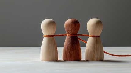 Poster - A couple of wooden pegs tied together symbolizing connection in customer segmentation visual map strategy planning