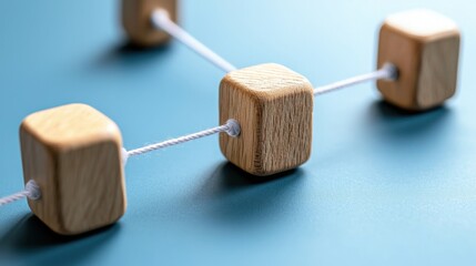Poster - A string of wooden blocks arranged as a customer success journey canvas for visualizing client relationships