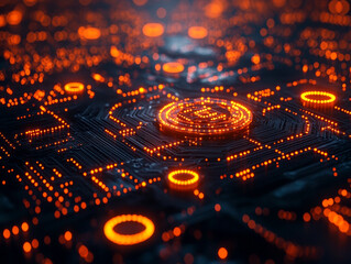 Poster - cyber network with glowing circuits and layered security features