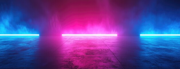 Fototapete - Abstract dark background, illuminated with blue light and fog on the asphalt floor. Empty scene for product presentation