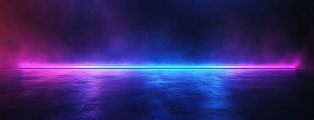 Fototapete - Abstract dark background, illuminated with blue light and fog on the asphalt floor. Empty scene for product presentation