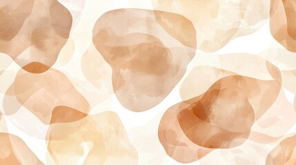 Watercolor abstract background minimalist composition with brown and peach shapes, simple lines, organic forms, beige color palette