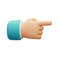 Poster - 3D Cartoon Hand Pointing Right: Teal Sleeve, Peach Skin