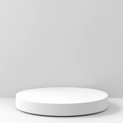 Poster - Minimalist White Round Podium on a Plain Background for Product Display or Mockup Presentation.