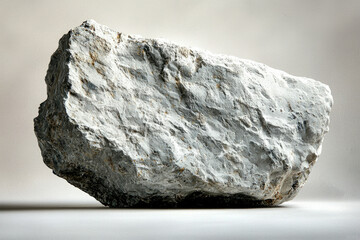 Poster - A large, light-colored rock with a textured surface sits on a plain background, showcasing its size and rough structure in neutral tones.