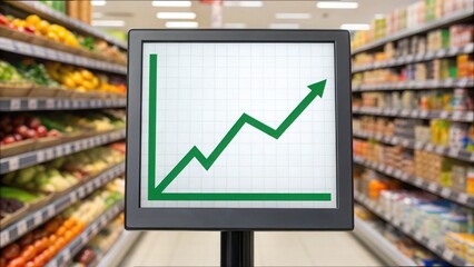 Poster - Digital Display Showing Percentage Increase on Graph in Supermarket