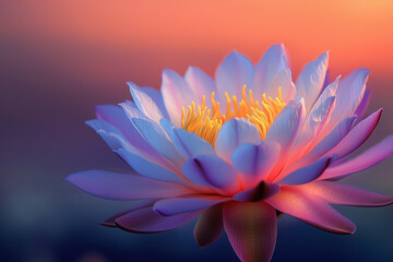Aufkleber - A stunning close-up of a lotus flower, showcasing its delicate petals and vibrant colors against a blurred, warm-toned background.