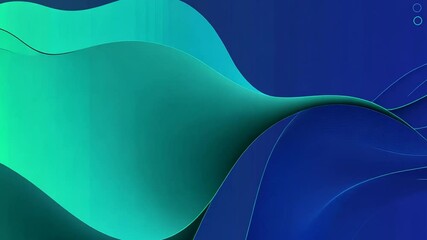 Poster - Abstract teal blue wave design, digital art, website banner