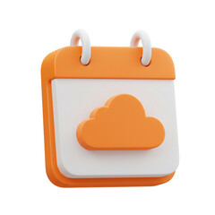 Poster - 3D Rendered Orange Calendar Icon with Cloud Symbol
