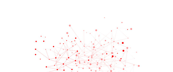 Poster - Vector white background with red lines and dots.