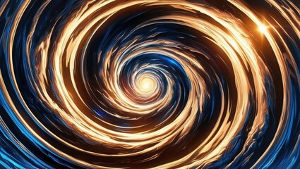Poster - Mystical energy vortex swirling in shades of gold and deep blue symbolizing the power of abundance