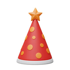 Poster - Red And Orange Party Hat With Star 3D Render