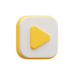 Poster - 3D Rendered Yellow and White Square Play Button Icon