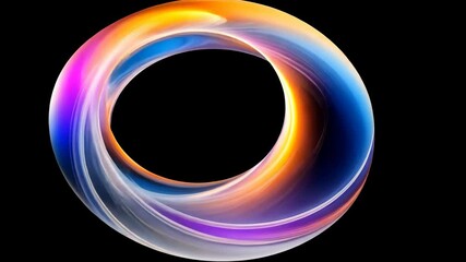 Poster - Colorful swirling abstract shape displaying vibrant hues and smooth lines against a dark background
