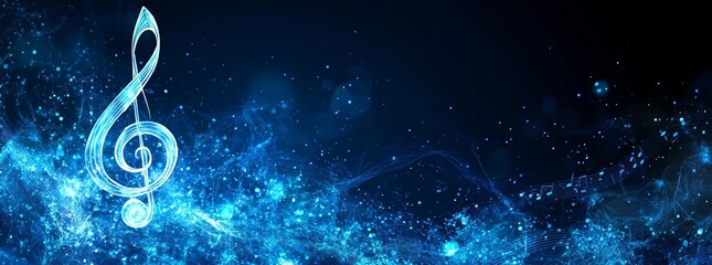 Aufkleber - a blue background with a musical note on it. vector music note on a dark blue background, vector ill