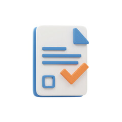 Poster - 3D Render of a Document with Checkmark