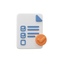 Poster - 3D Render of a Checklist Document with Checkmark