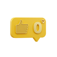 Poster - 3D Rendered Gold Like Notification Icon with Zero Count on Yellow Background