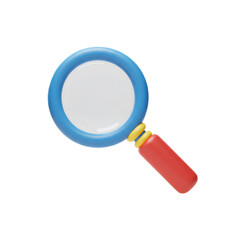 Poster - 3d render of a blue and red magnifying glass on transparent background