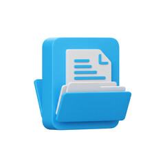 Poster - 3D Render of Blue Document Filing System Icon