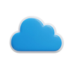 Poster - 3D Blue Cloud Computing Icon with White Outline
