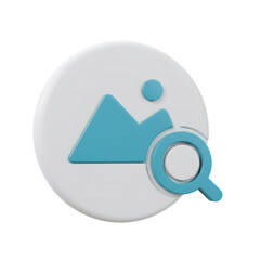 Poster - 3D Rendered Image Search Icon: Blue and White