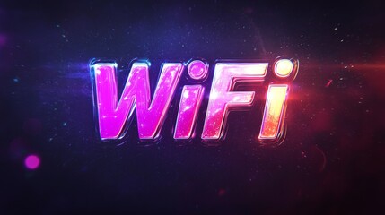 Poster - Vibrant, Glowing WiFi Logo on a Dark Background, Representing Fast Internet Connectivity