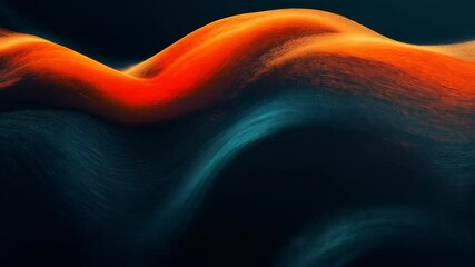 Aufkleber - abstract waves in vibrant orange and teal hues create a dynamic flow on a dark background, evoking m