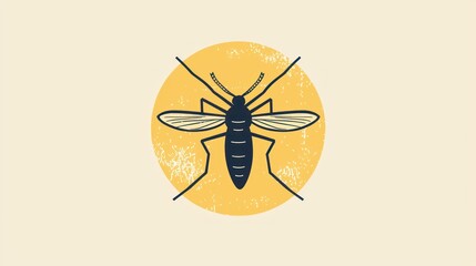 Graphic Illustration of Mosquito With Yellow Circular Background