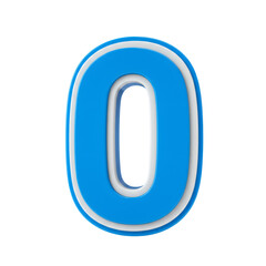Poster - Futuristic Blue And White 3D Number Zero