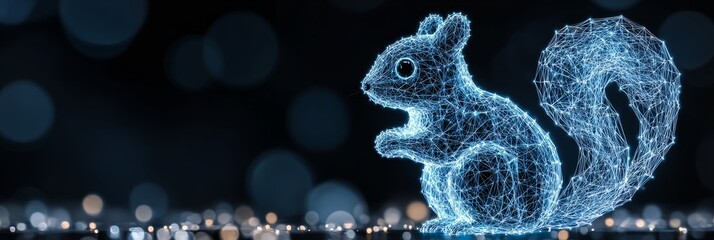 Poster - Holographic Squirrel Illustration Representing Innovation and Technology in the Digital Age
