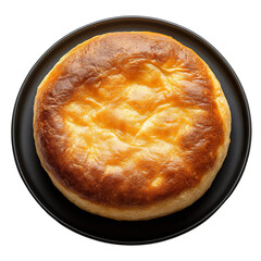 Wall Mural - Top view of a delicious looking Torta della Nonna on a dark plate isolated on a white transparent background
