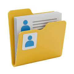 Poster - Yellow 3D Rendered Folder Icon with Documents and User Profiles
