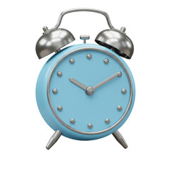 Poster - Pastel Blue 3D Rendered Alarm Clock with Silver Bells