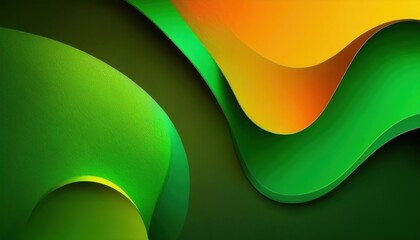 Aufkleber - abstract green wave pattern with gradient yellow-orange background, layered paper texture, modern fluid design for branding

