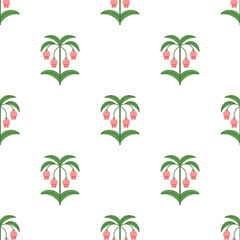 Poster - Flower pattern. Seamless floral print with wildflower branches, leaves. Endless botanical background design with spring blooms, nature blossoms for fabric, textile, wrapping. Flat vector illustration