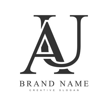 AU trendy logotype template. Initial letter a and u classic font style. Creative logo for company name or identity.
