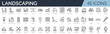 © SkyLine - Set of 45 outline icons related to landscaping. Linear icon collection. Editable stroke. Vector illustration