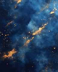 Wall Mural - Colorful abstract painting with shades of blue and gold, depicting a cosmic theme in an artistic expression Generative AI