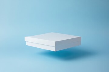 Fototapete - Floating white box against a soft blue background creates a calm and minimalist atmosphere