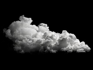 Wall Mural - dramatic white cloud formation on black background.