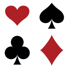 Canvas Print - playing card suit symbol set - four shapes of hearts, spades, clubs and diamonds symbols, vector ill