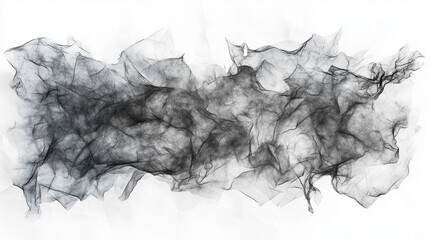 Wall Mural - Abstract composition displaying intricate layers of black and gray translucent fabric creating dynamic textures Generative AI
