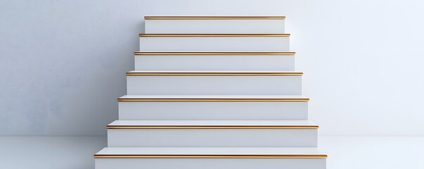 Poster - A golden staircase leading upwards, symbolizing ambition and achievement, golden staircase, symbol of success